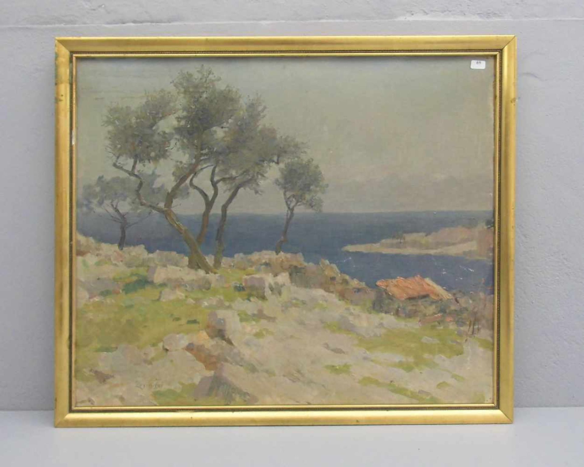 ZEYRINGER (19./20. Jh.), Gemälde / painting: "Mediterrane Küstenlandschaft", Öl auf Leinwand auf