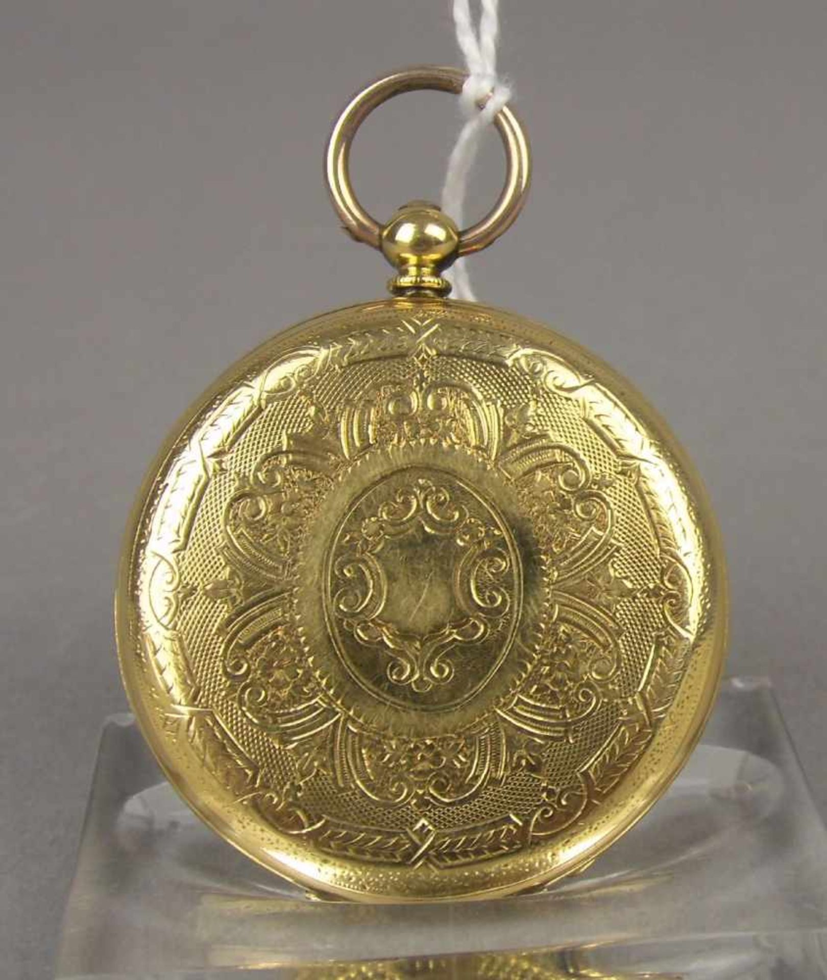 GOLDENE TASCHENUHR / HÄNGEUHR / open face pocket watch, um 1900, Schweiz, Schlüsselaufzug (ohne - Image 6 of 9