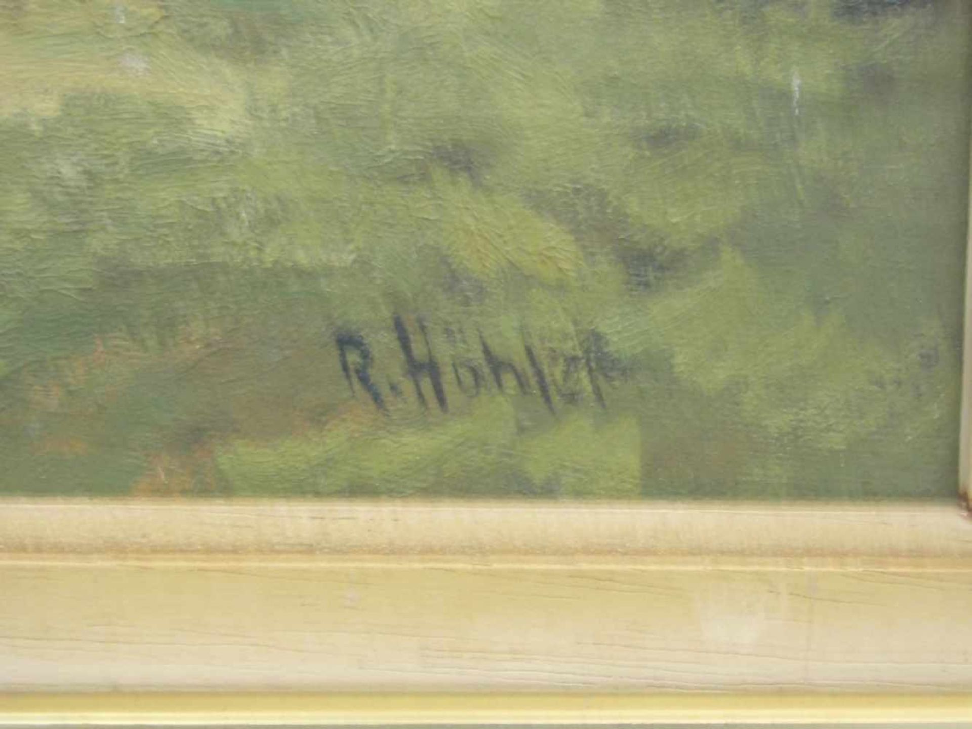 HÖHLER, RICHARD (Düsseldorf 1905-1982 ebd.), Gemälde / painting: "Niederrheinische Landschaft", Öl - Bild 2 aus 3