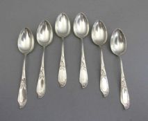 6 KAFFEELÖFFEL / KLEINE LÖFFEL / art nouveau coffee spoons, Jugendstil, deutsch, 800er Silber (106