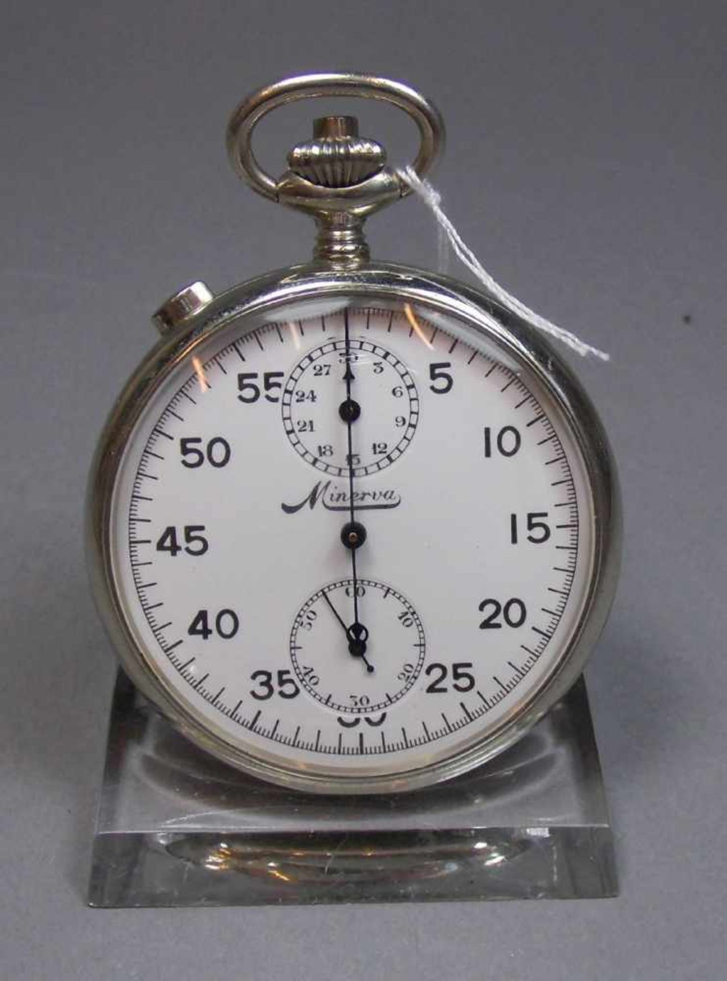 STOPPUHR MIT RATTRAPANTE: MINERVA / pocket watch, Handaufzug (Krone), Manufaktur Minerva /