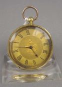 GOLDENE TASCHENUHR / HÄNGEUHR / open face pocket watch, um 1900, Schweiz, Schlüsselaufzug (ohne