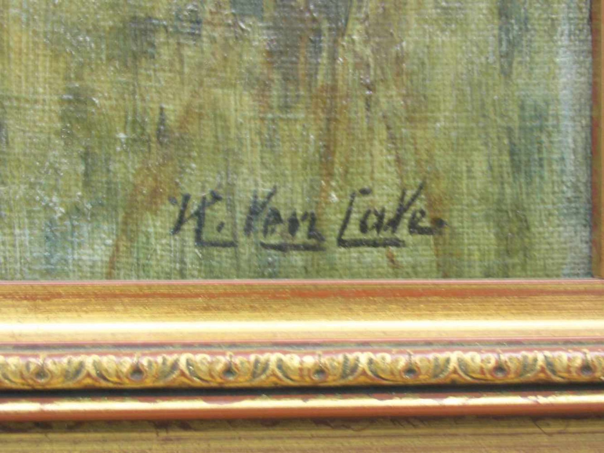 TEN KATE, HENDRICK GERRIT (1803-1856), Gemälde / painting: "Am Gewässer", Öl auf Leinwand / oil on - Bild 2 aus 3