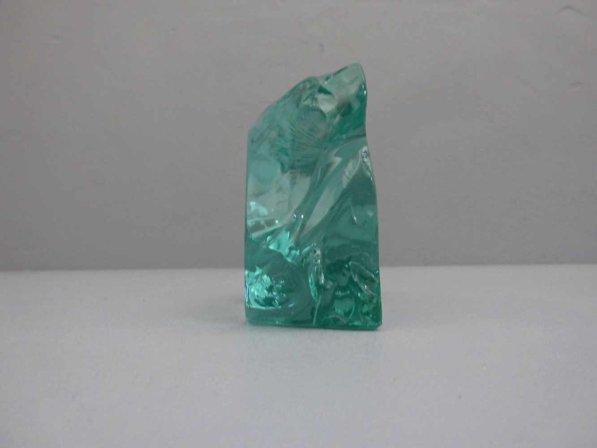 STRAND, RUNE und BÖRNESSEN, W., Glasskluptur / paperweight / Glasobjekt: "Eule", grünlich-blaues - Image 2 of 3