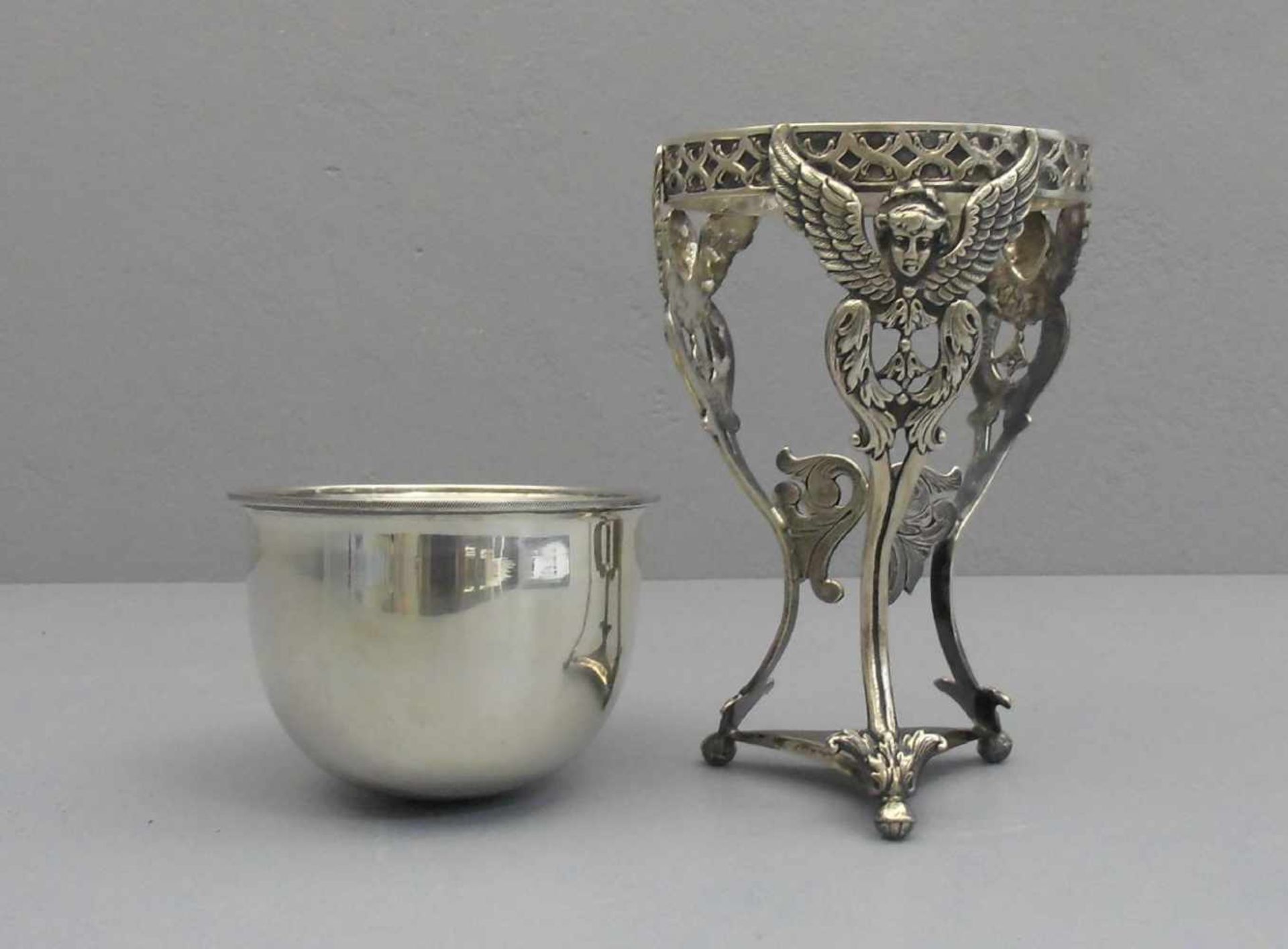 FUSSSCHALE / TAFELAUFSATZ MIT ENGELMOTIVEN / centerpiece, 925er Silber, zweiteilig (insgesamt 836 - Bild 3 aus 4