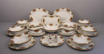 SPEISESERVICE Porzellan, Manufaktur Royal Albert / England, Bone china, geschweifte Form,