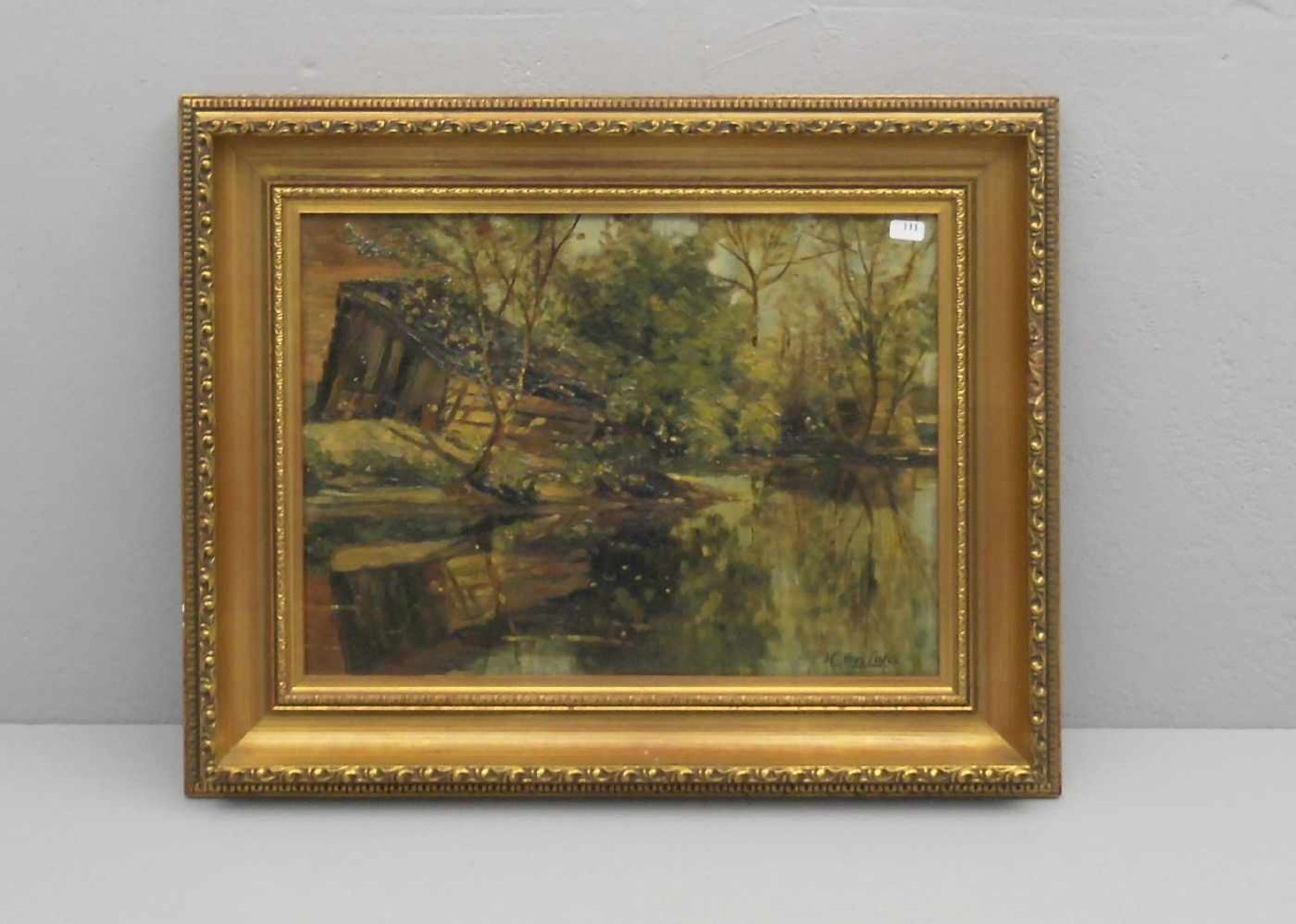 TEN KATE, HENDRICK GERRIT (1803-1856), Gemälde / painting: "Am Gewässer", Öl auf Leinwand / oil on