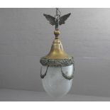 BRONZE - LAMPE / DECKENLEUCHTER / lamp, Bronze, Zink und satiniertes Glas, einflammig