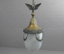 BRONZE - LAMPE / DECKENLEUCHTER / lamp, Bronze, Zink und satiniertes Glas, einflammig