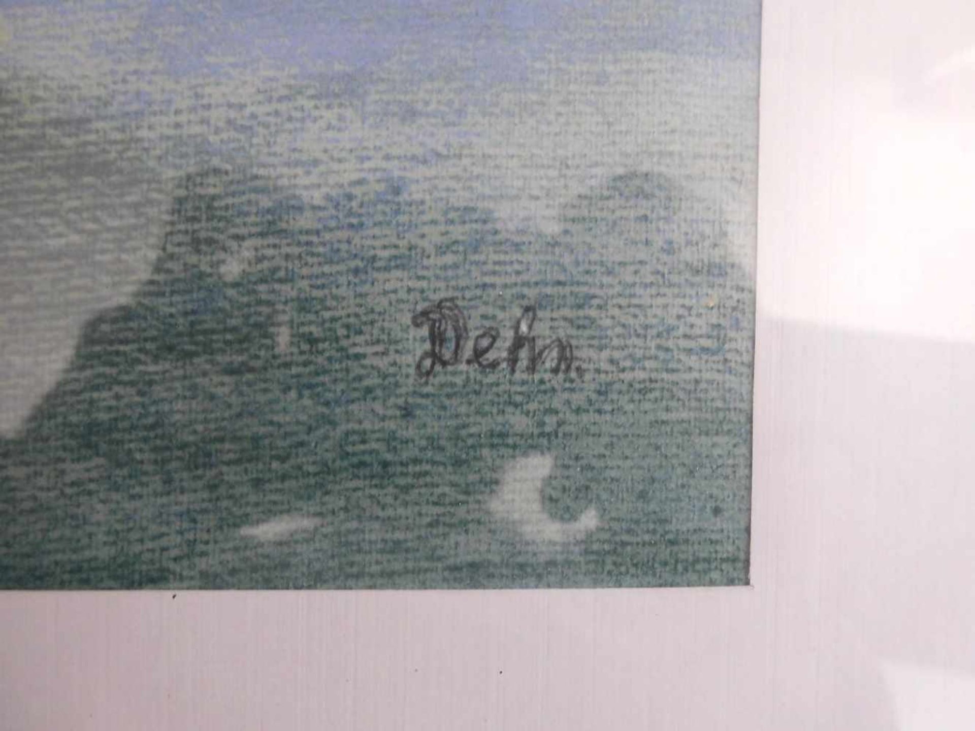 DEHN (20. Jh.), Pastell: "Seenlandschaft mit Schilffeldern", u. r. mit Bleistift signiert "Dehn". - Bild 2 aus 3