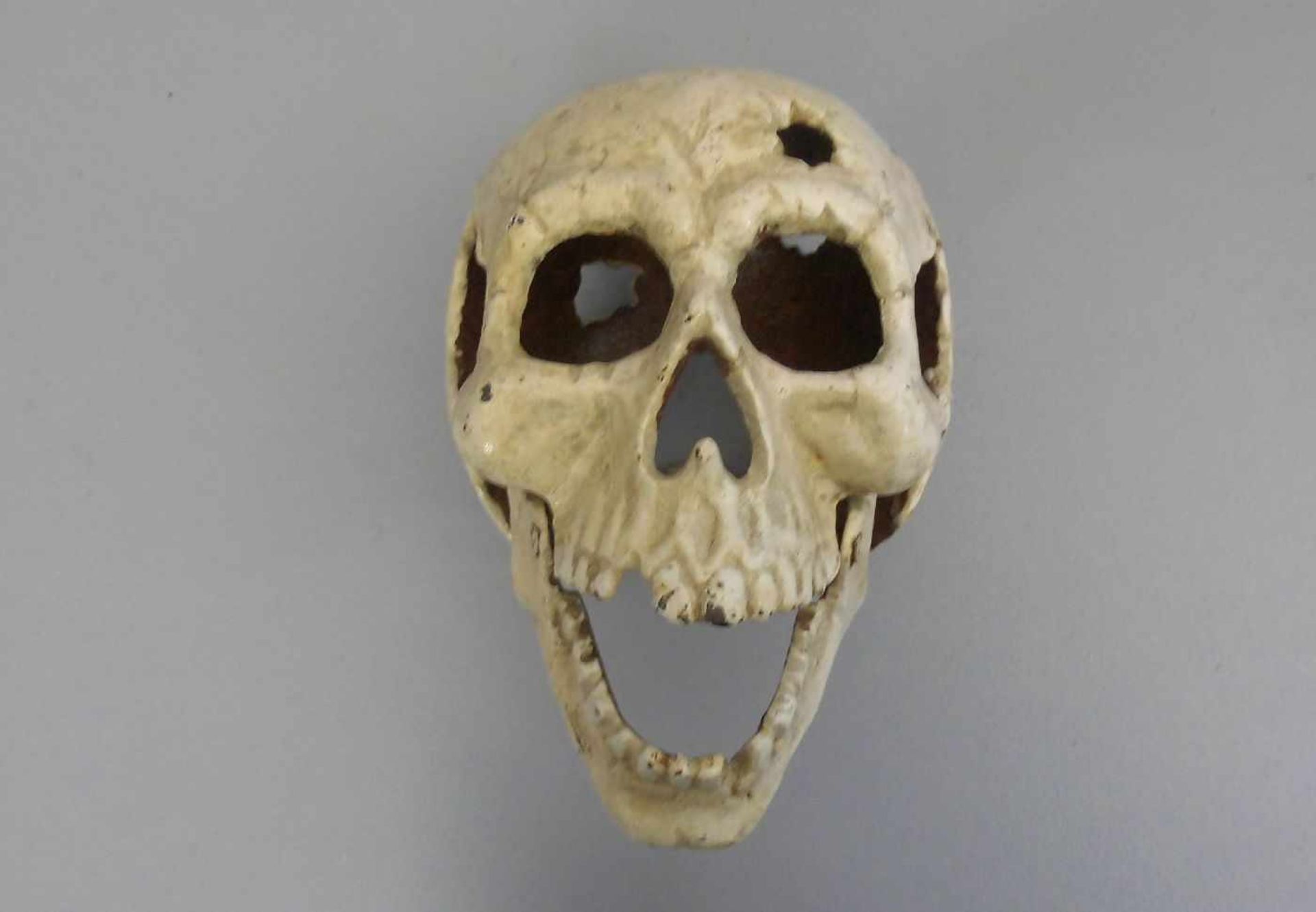 SCHÄDEL / MEMENTO MORI / skull, 20. Jh., Eisen, in leichter Stilisierung naturalistisch gearbeitet - Image 4 of 4