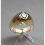 SOLITÄR - RING MIT HALBKARÄTER (0,5 ct) in 750er Gelbgold (8,8 g), Ring-Gr. 52/53.