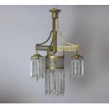 JUGENDSTL - LÜSTER / DECKENLEUCHTER / art nouveau lamp, vierflammig elektrifiziert, goldfarben