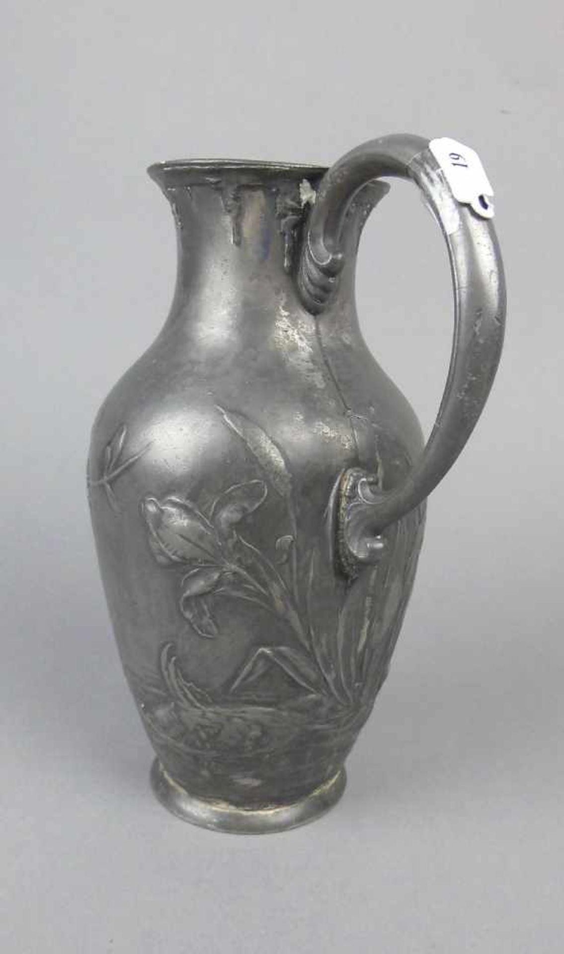 JUGENDSTIL KANNE / tin jug, Zinn, um 1905, Manufaktur WMF - Württembergische Metallwarenfabrik / - Bild 2 aus 6