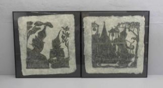 6 DRUCKGRAFIKEN auf handgeschöpftem Reispapier: "Figurenszenen", Südostasien, 2. Hälfte 20. Jh.;