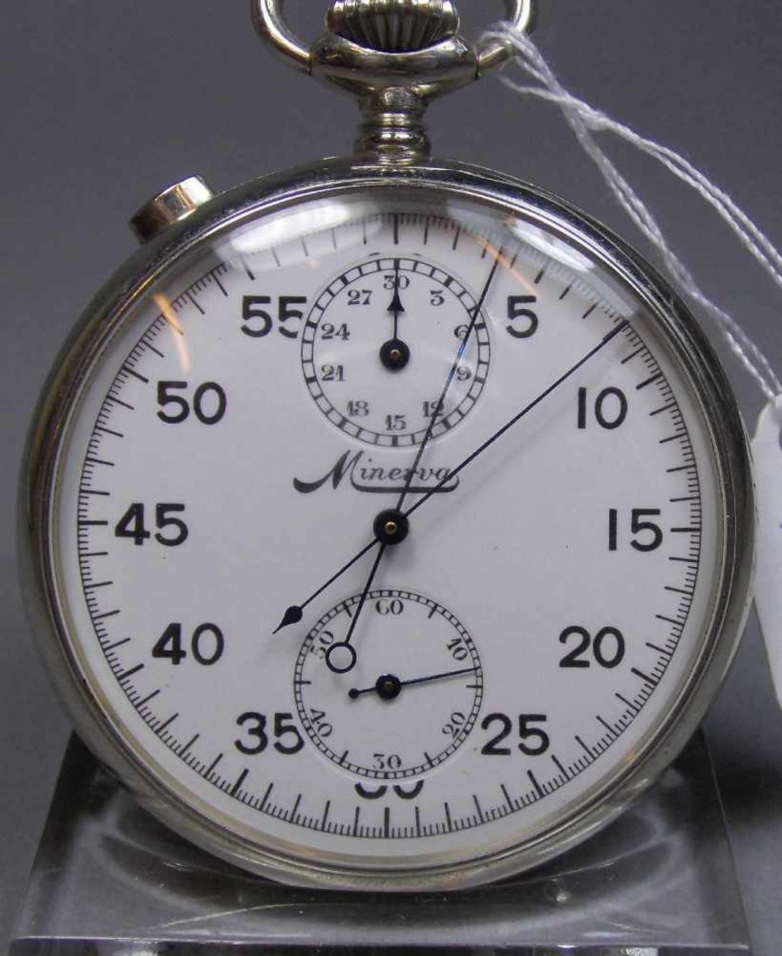STOPPUHR MIT RATTRAPANTE: MINERVA / pocket watch, Handaufzug (Krone), Manufaktur Minerva / - Image 3 of 7