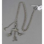 TASCHENUHRENKETTE / UHRENKETTE/ watch chain, England, um 1900. Sterlingsilber (31 g), gemarkt mit