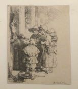 REMBRANDT HAREMSZ. VAN RIJN (Leiden 1606-1669 Amsterdam), Radierung / etching: "Die Bettler an der