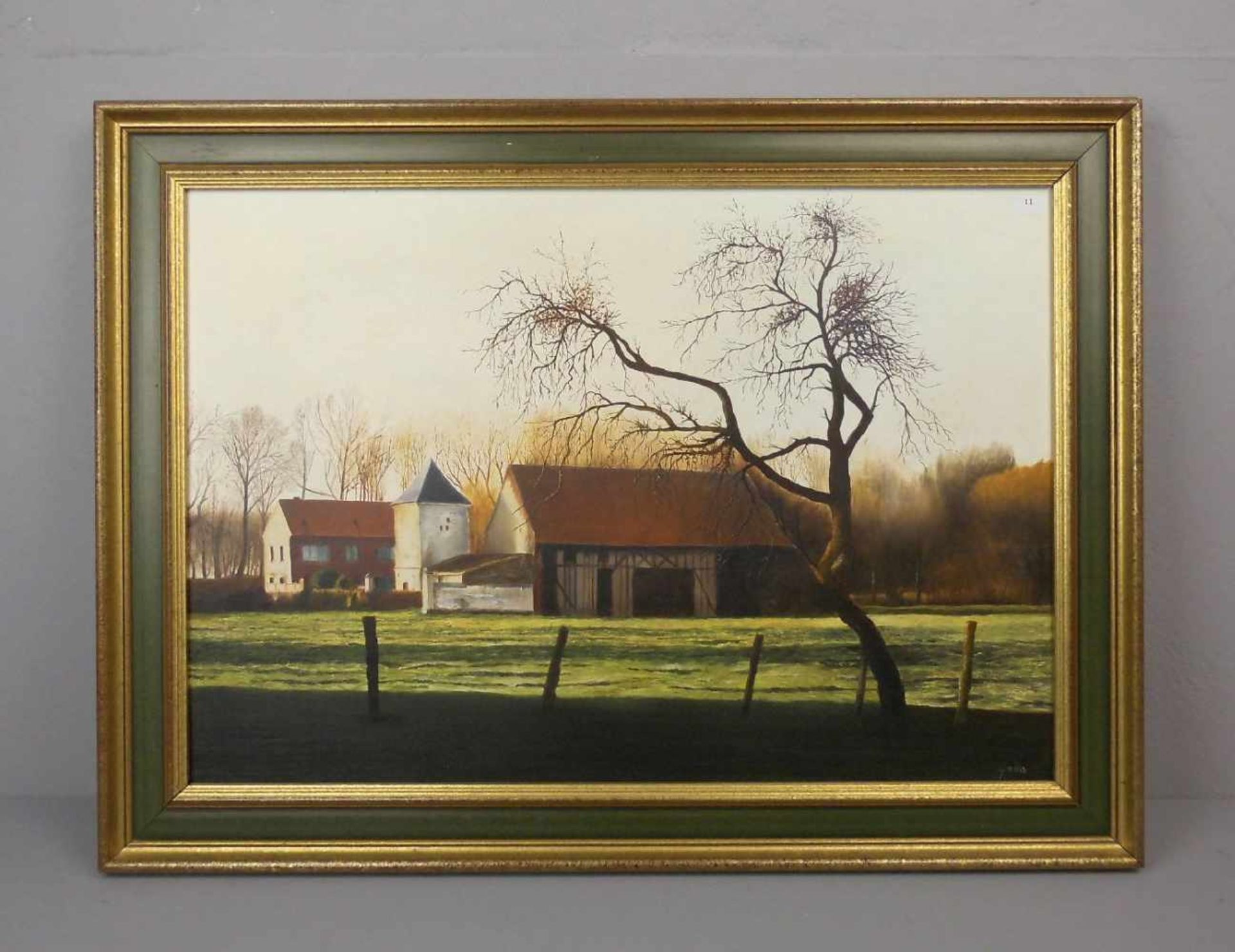 GADOMSKI, GEORGES (20./21. Jh.), Gemälde / painting: "Landschaft mit Gutshof", Öl auf Leinwand / oil