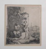 REMBRANDT HAREMSZ. VAN RIJN (Leiden 1606-1669 Amsterdam), Radierung / etching: "Christus und die