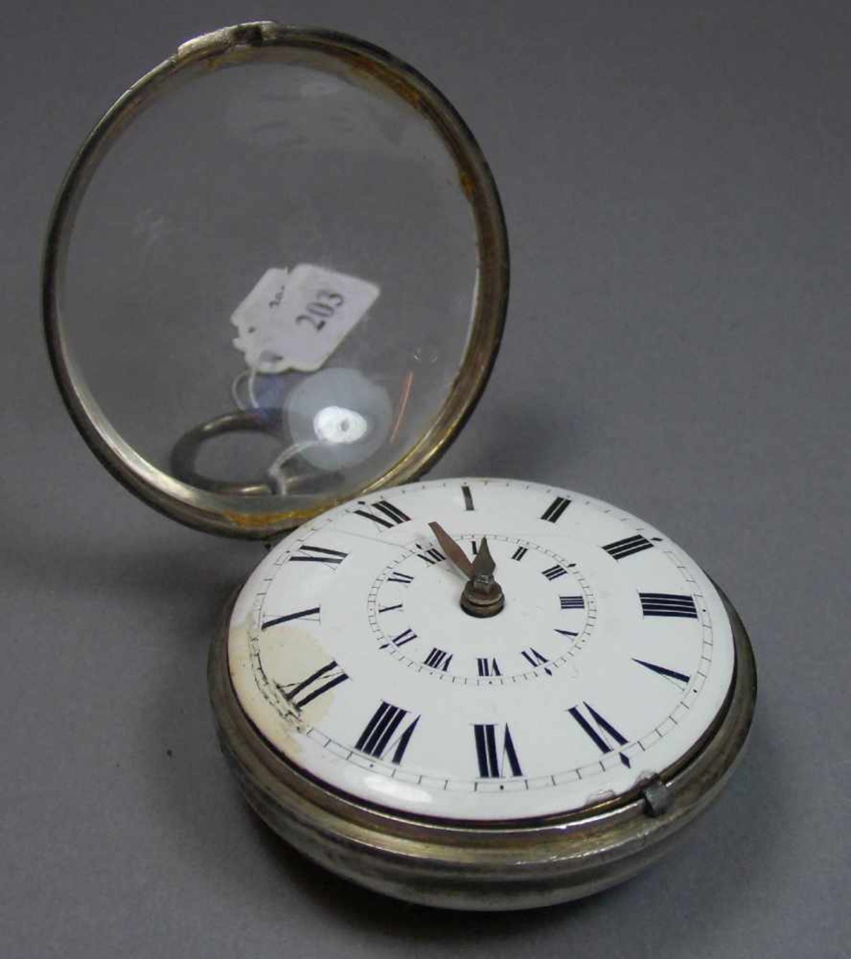 SPINDELTASCHENUHR / pocket watch, England / London / 1827 , Schlüsselaufzug. Gehäuse aus - Image 3 of 9