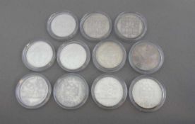 GROSSES KONVOLUT MÜNZEN / SILBER-MÜNZEN - ÖSTERREICH / silver-coins, jeweils in Plastikhülle, 11 x