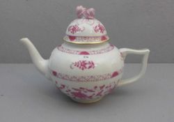 TEEKANNE / tea pot, Porzellan, Manufaktur Raynaud & Cie, Limoges / Frankreich. Gedrückte Kugelform