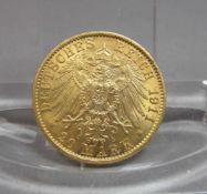 GOLDMÜNZE - 20 MARK - DEUTSCHES REICH, 1911, 900er Gold, 7,96 Gramm. Münze bez. "Deutsches Reich /