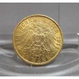 GOLDMÜNZE - 20 MARK - DEUTSCHES REICH, 1911, 900er Gold, 7,96 Gramm. Münze bez. "Deutsches Reich /