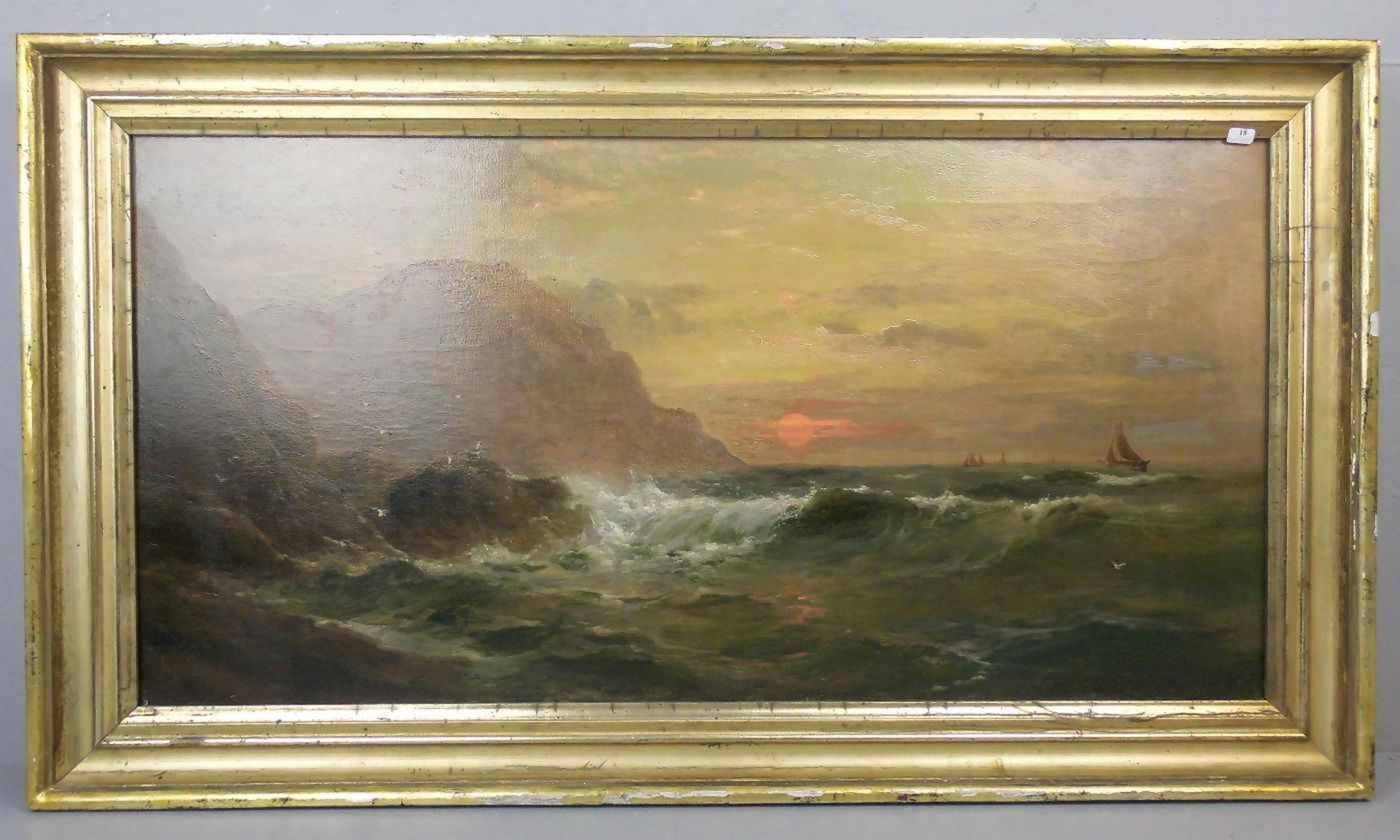 JENKINS, GEORGE HENRY (1843-1914) - GEMÄLDE / painting: "Brandung an felsiger Küste bei - Image 2 of 7