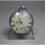 ENGLISCHE TASCHENUHR MIT SCHLÜSSELAUFZUG / SCHLÜSSELTASCHENUHR / open face pocket watch, 2. H. 20.