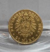 GOLDMÜNZE - DEUTSCHES REICH - 20 MARK, 1888, 7,85 Gramm, 900er Gold. Münze bez. "Deutsches Reich