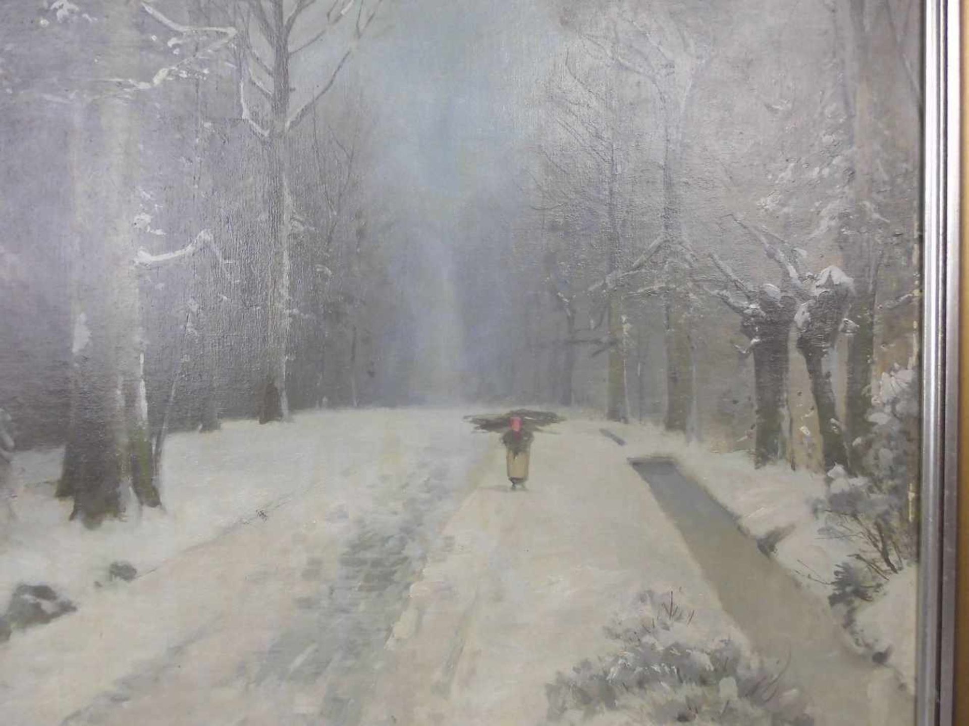 NORDSTRAND, C. (dänischer Maler des 19./20. Jh.), Gemälde / painting: "Winterlicher Weg mit Bachlauf - Image 2 of 4