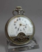 TASCHENUHR MIT 8-TAGE-WERK / pocket watch, Manufaktur Hebdomas / Schweiz, um 1920. Open Face-