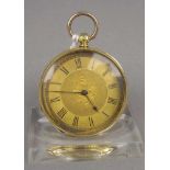 GOLDENE TASCHENUHR / HÄNGEUHR / open face pocket watch, um 1900, Schweiz, Schlüsselaufzug (ohne