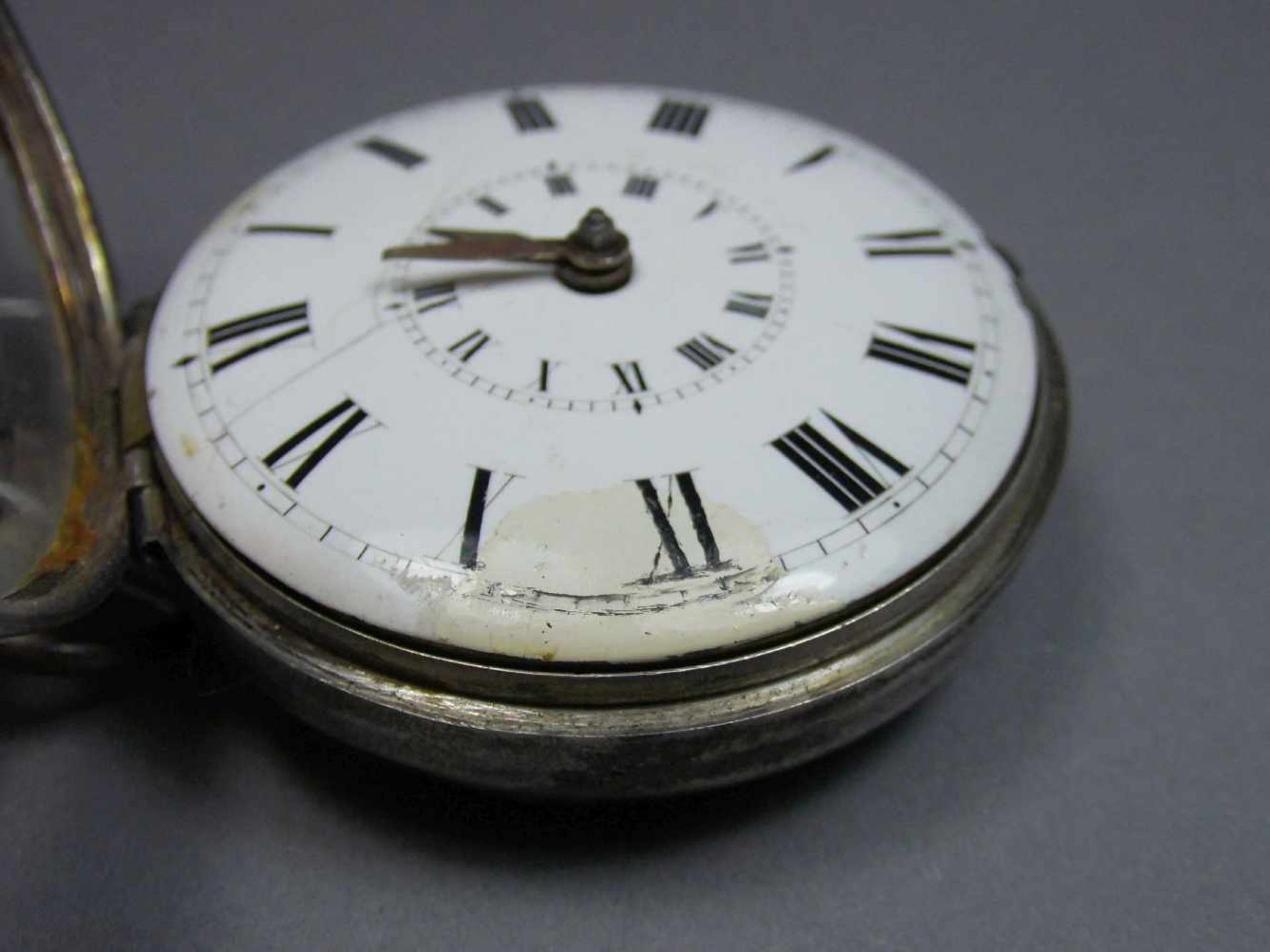 SPINDELTASCHENUHR / pocket watch, England / London / 1827 , Schlüsselaufzug. Gehäuse aus - Image 5 of 9