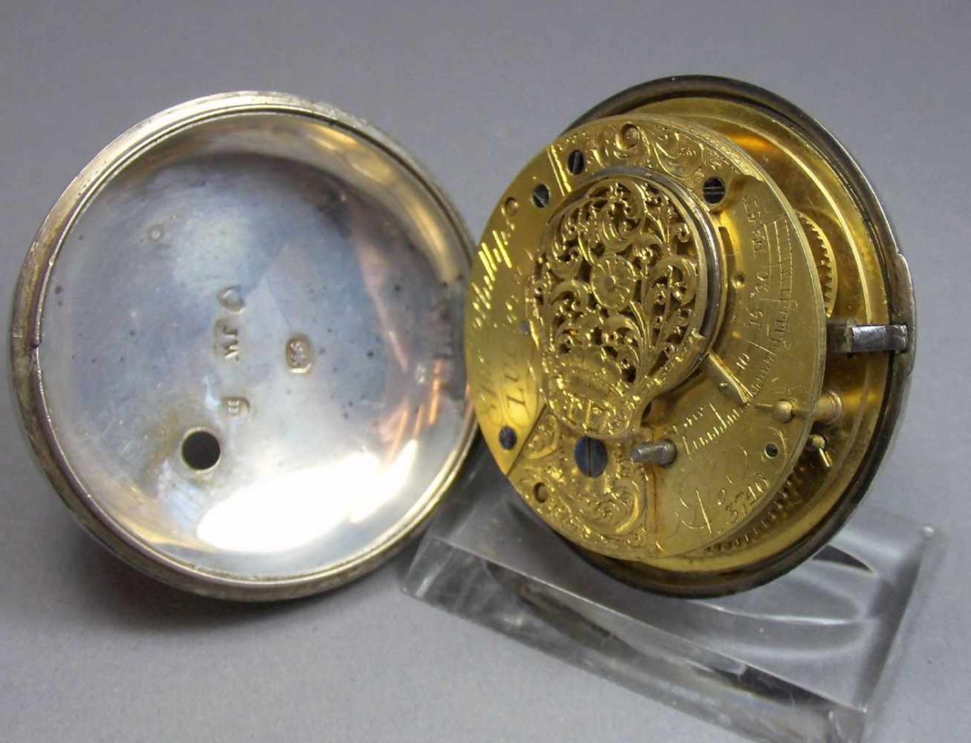 SPINDELTASCHENUHR / pocket watch, England / London / 1827 , Schlüsselaufzug. Gehäuse aus - Image 7 of 9