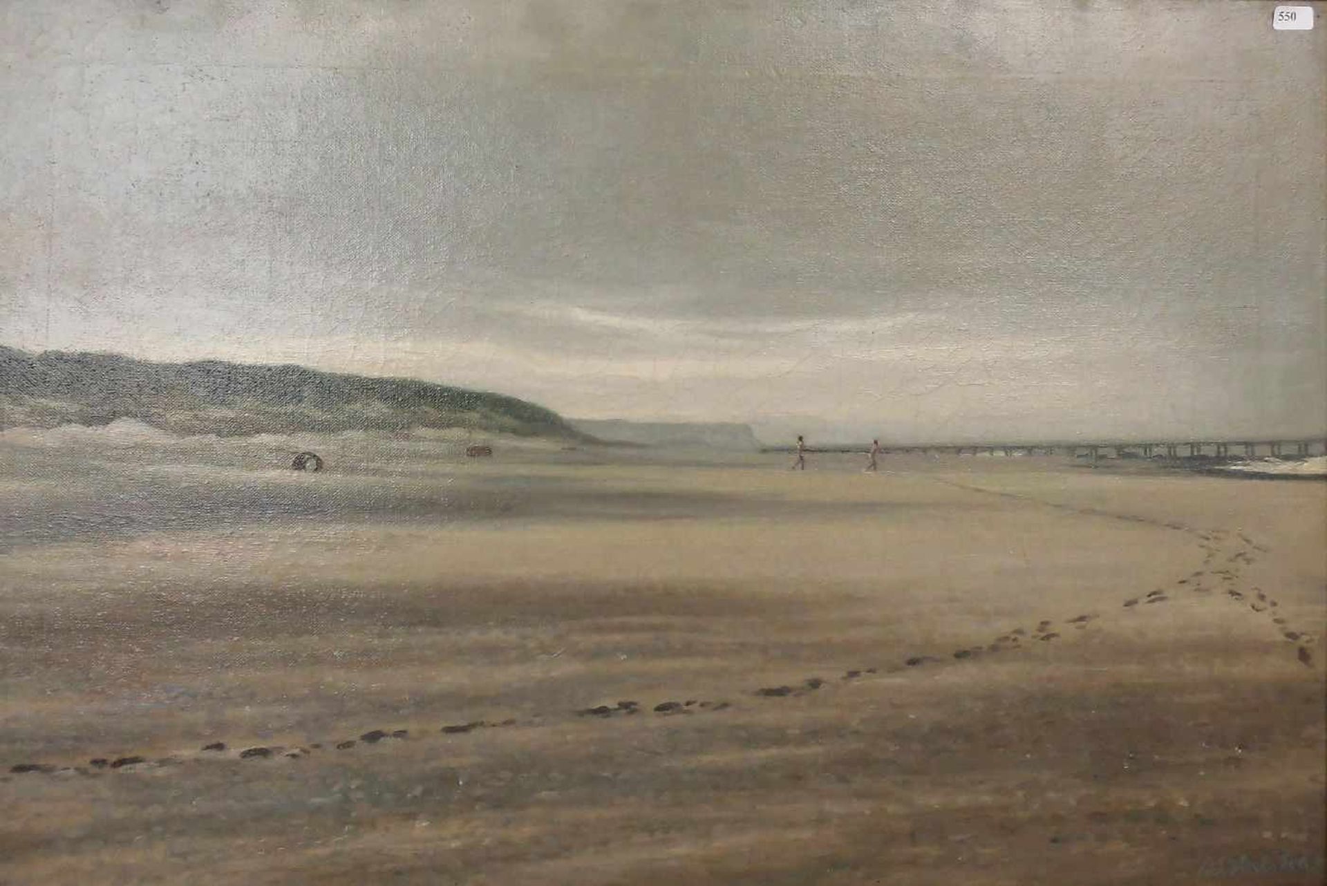 HELSTED, VIGGO LAURITZ (dänischer Marinemaler, 1861-1926), Gemälde / painting: "Weiter Strand mit - Image 2 of 5