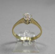 SOLITÄRRING / BRILLANTRING, 750er Gelbgold. Brillant in Altschliff von ca. 0,53 Carat. Nach