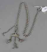 TASCHENUHRENKETTE / UHRENKETTE/ watch chain, England, um 1900. Sterlingsilber (31 g), gemarkt mit