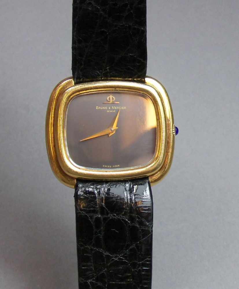 VINTAGE GOLD-ARMBANDUHR - BAUME & MERCIER GENEVE / wristwatch, 1980er Jahre, Handaufzug,