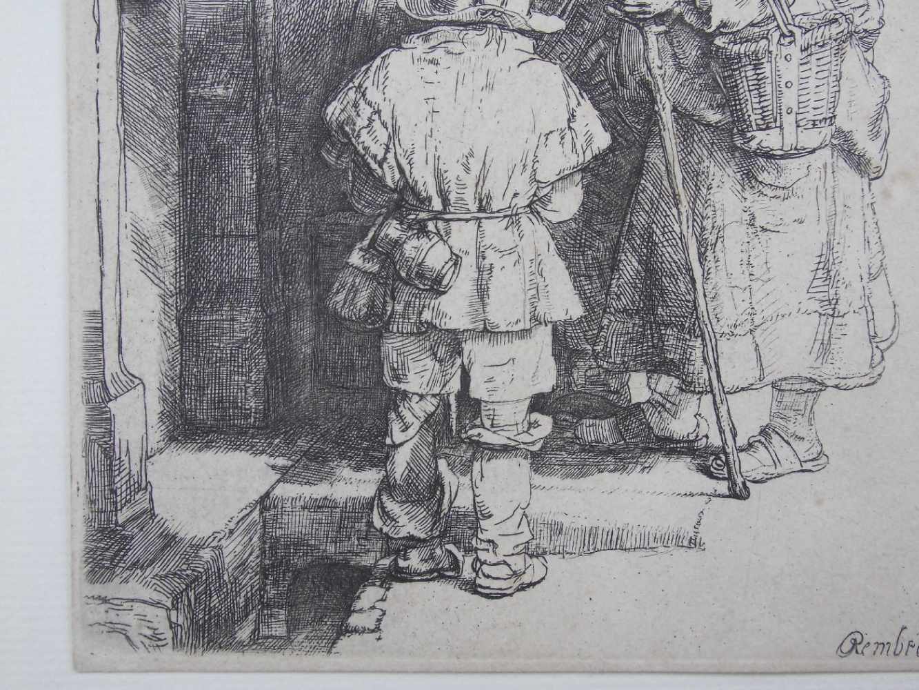 REMBRANDT HAREMSZ. VAN RIJN (Leiden 1606-1669 Amsterdam), Radierung / etching: "Die Bettler an der - Image 8 of 13