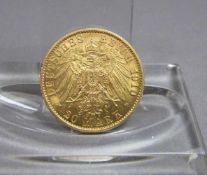 GOLDMÜNZE - 20 MARK - DEUTSCHES REICH, 1910, 900er Gold, 7,96 g. Münze bez. "Deutsches Reich /