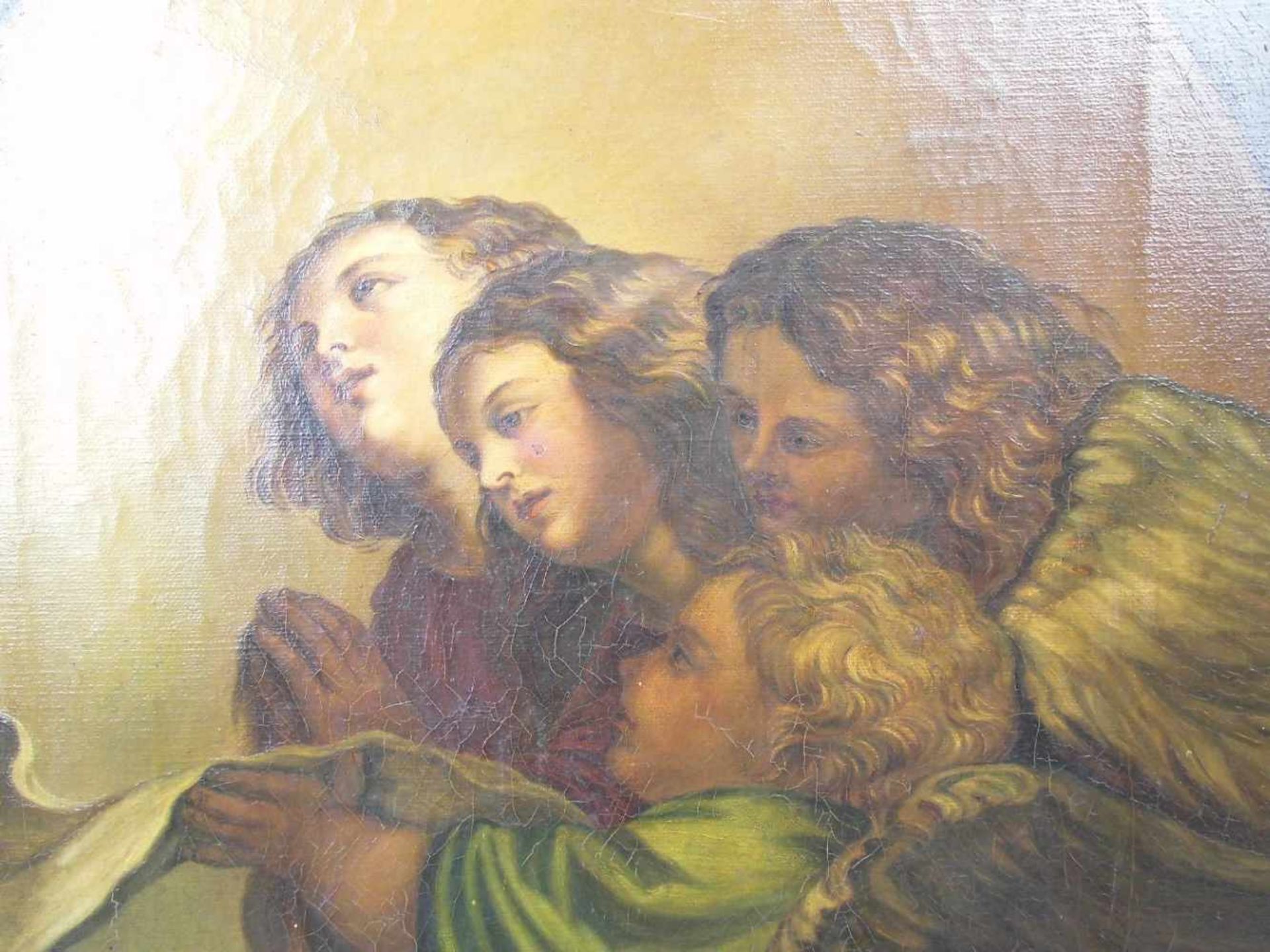 BEDINI, A. (19. Jh.), Gemälde / painting: "Singende / anbetende Engel", Öl auf Leinwand, u. r. - Image 2 of 4