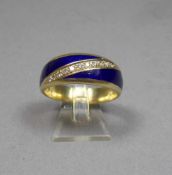 RING, Manufaktur Wellendorf, 750er Gelbgold (10,6 g), Ringschiene partiell mit blauer Wellendorff-