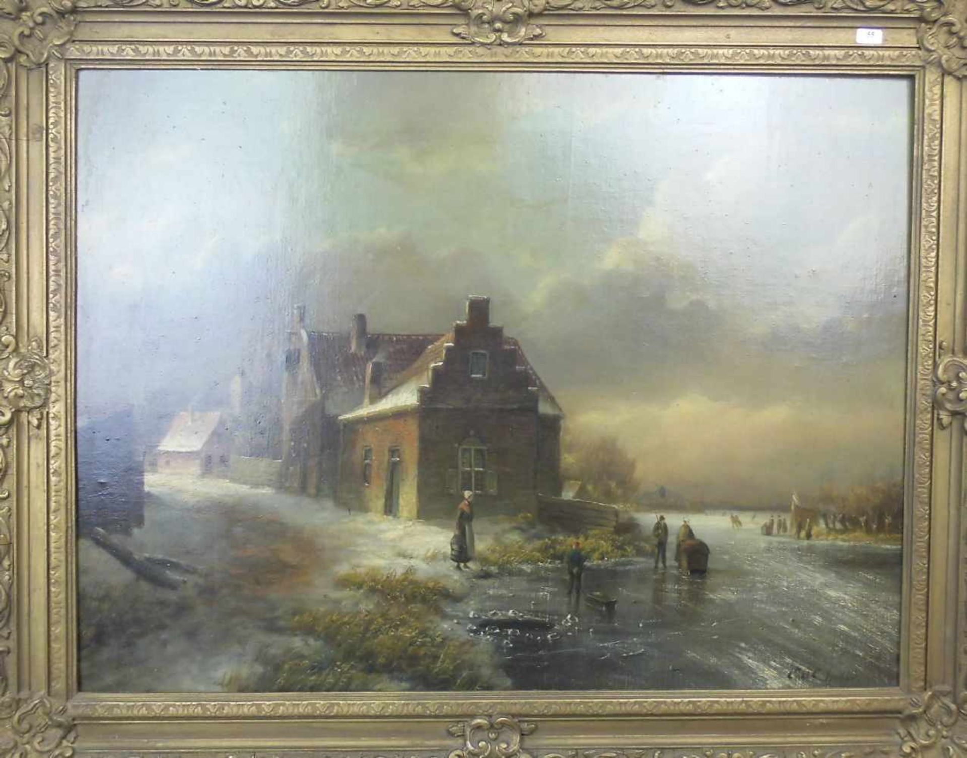 SPOHLER, JACOB JAN CONRAD (Amsterdam 1837-1922 ebd.), Gemälde / painting: "Winterlandschaft mit - Image 2 of 6