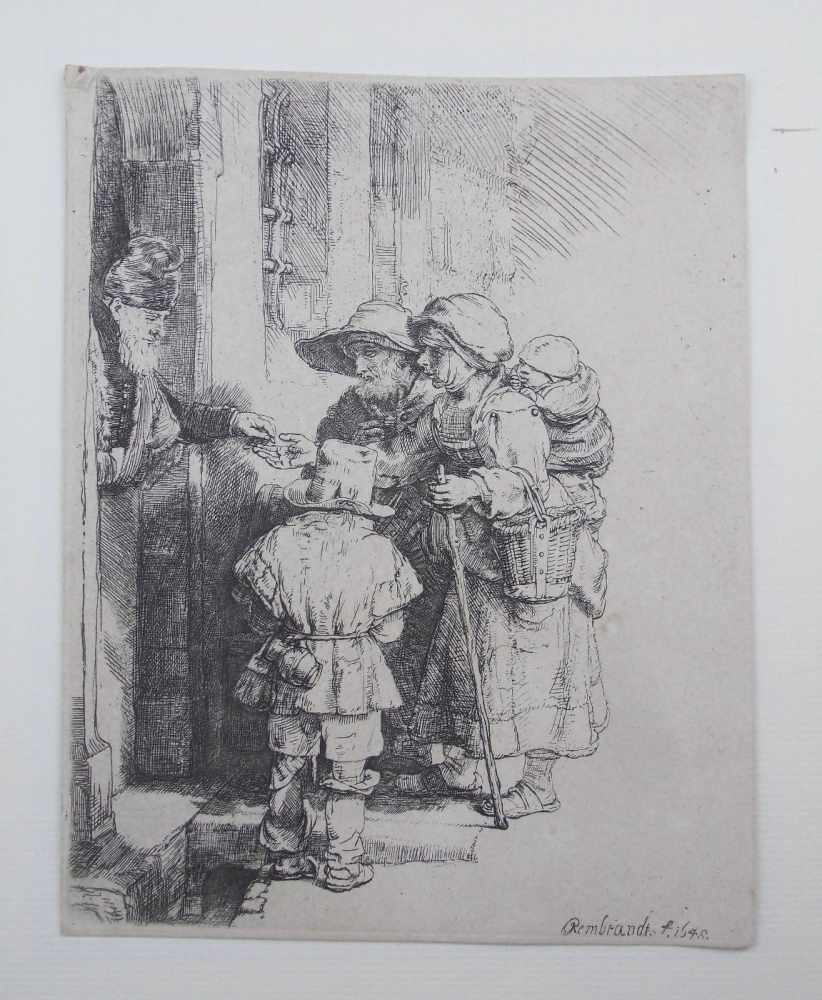 REMBRANDT HAREMSZ. VAN RIJN (Leiden 1606-1669 Amsterdam), Radierung / etching: "Die Bettler an der - Image 2 of 13