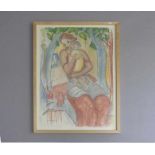 CARTE, ANTO (1886-1954), Pastell über Graphitzeichnung: "Mutter und Kind", u. l. signiert "Anto