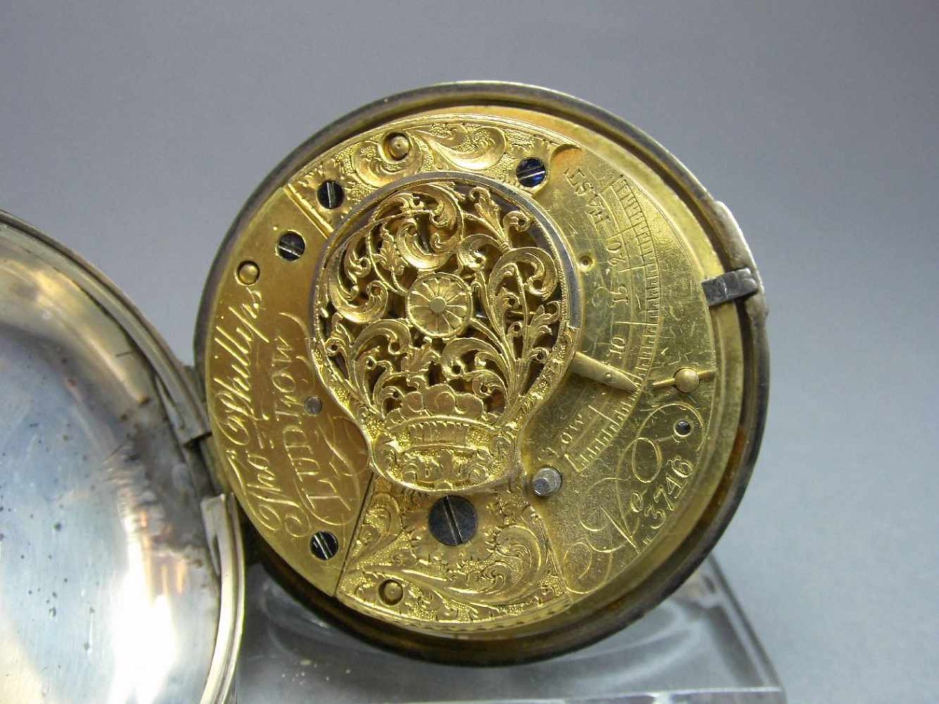 SPINDELTASCHENUHR / pocket watch, England / London / 1827 , Schlüsselaufzug. Gehäuse aus - Image 9 of 9