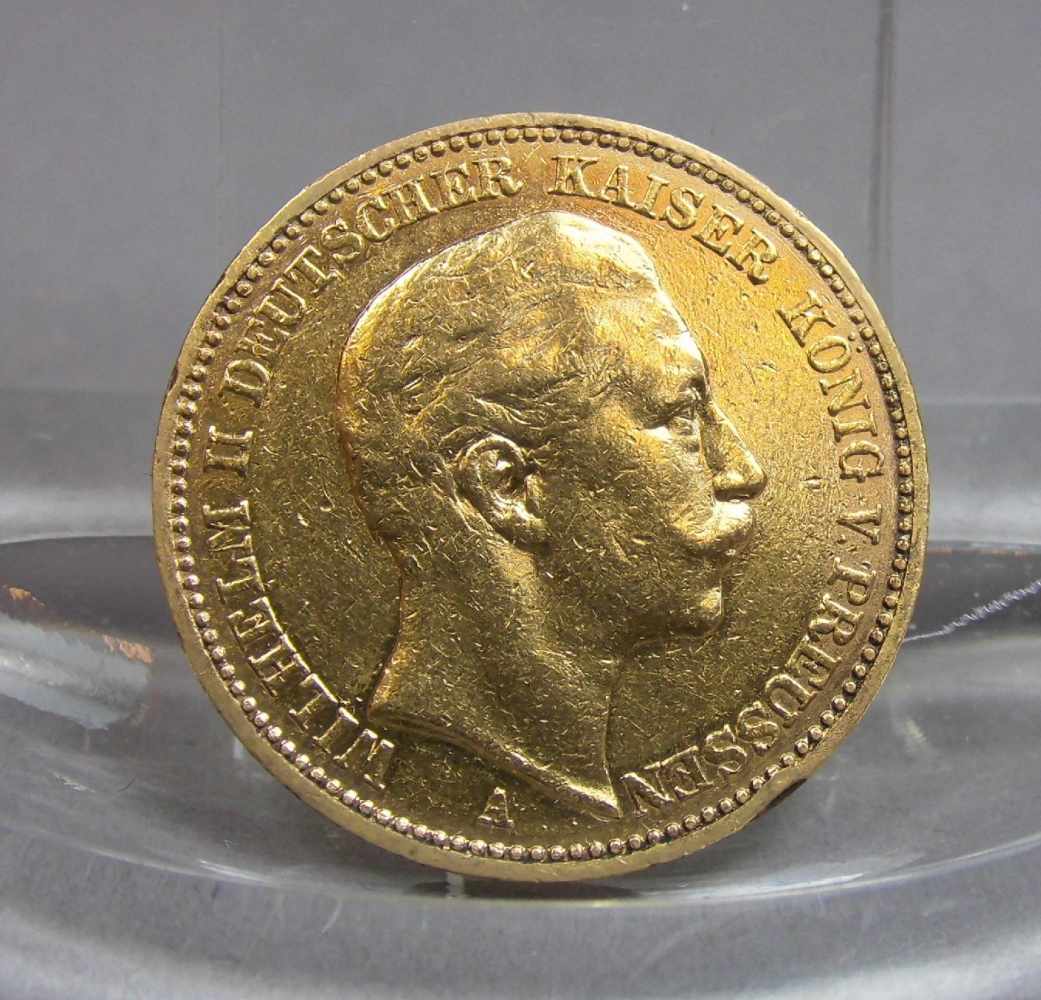 GOLDMÜNZE: DEUTSCHES REICH - 20 MARK, 1890, 7,92 Gramm, 900er Gold. Münze bez. "Deutsches Reich 1890 - Image 2 of 3